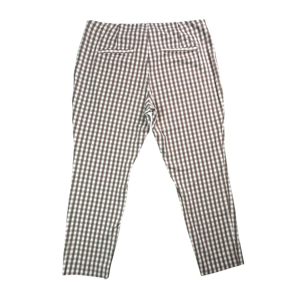 A New Day Cropped Pants Womens Size 16 Brown White Check High Rise Side Zipper - Picture 2 of 7